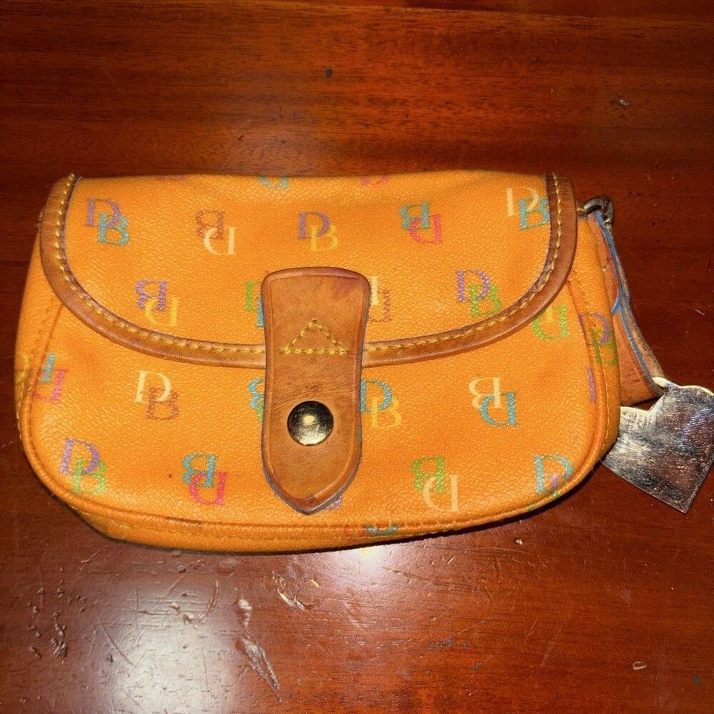 Vintage Dooney & Bourke Y2K Rainbow Pumpkin Yellow Wristlet